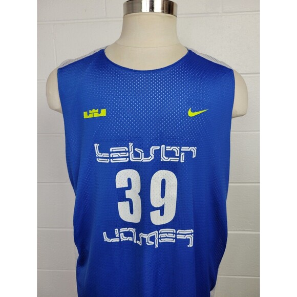 Nike Lebron James EYBL Reversible Basketball Jersey White Blue‎ XXLT - Picture 2 of 13